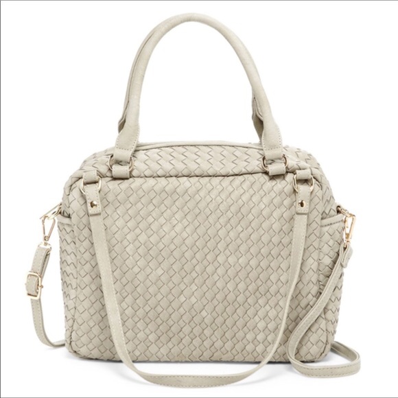 Pink Haley Handbags - Pink Haley Rorie Woven Grey Satchel